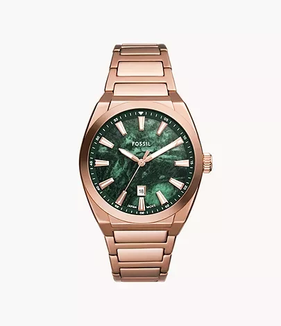 Everett Three-Hand Date Rose Gold-Tone Stainless Steel Watch