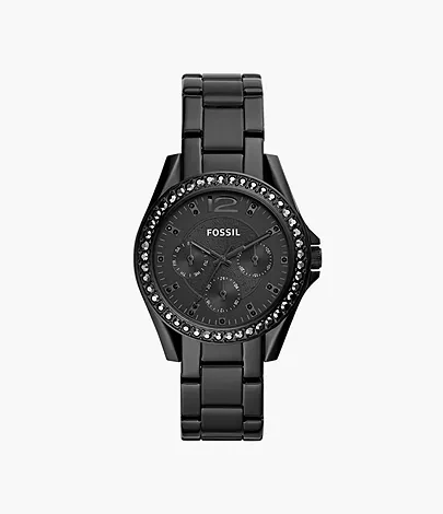 Riley Multifunction Black Stainless Steel Watch