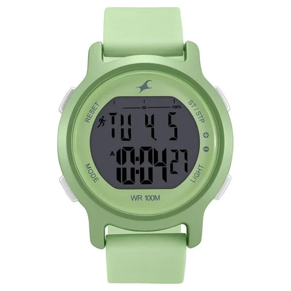 Fastrack Street Line Digital Dial Green Silicone Strap Watch for Girls