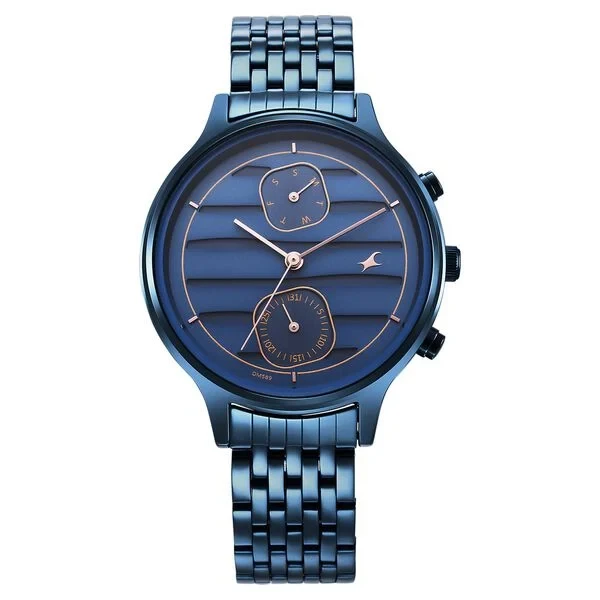 Fastrack Style Up Blue Dial Stainless Steel Strap Watch for Girls