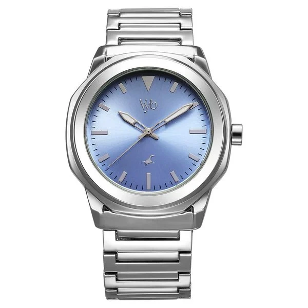 Fastrack Vyb Quest Quartz Analog Blue Dial Silver Color Metal Strap Watch For Guys