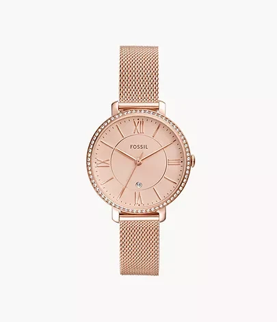 Jacqueline Three-Hand Date Rose Gold-Tone Stainless Steel Watch