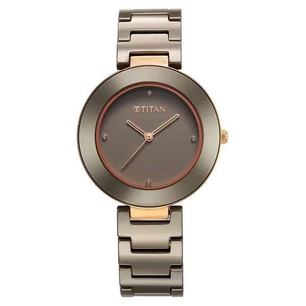 Titan Purple Ceramics Quartz Analog Brown Dial Ceramic Strap Watch for Women ns95189kc09 Women's Watch