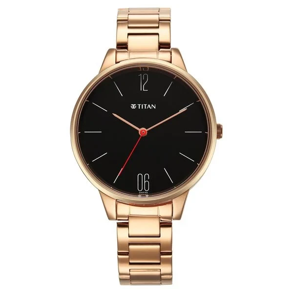 Titan Quartz Analog Black Dial Watch for Women 2648wm05 Women's Watch