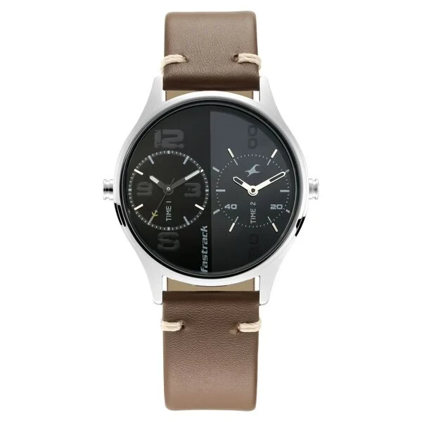 Fastrack Tripster Quartz Analog Bicolour Dial Leather Strap Watch for Guys