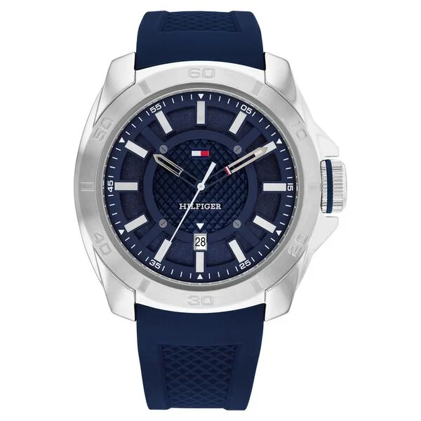 Tommy Hilfiger Quartz Analog with Date Blue Dial Blue Silicone Strap Watch for Men th1792134 Men's Watch