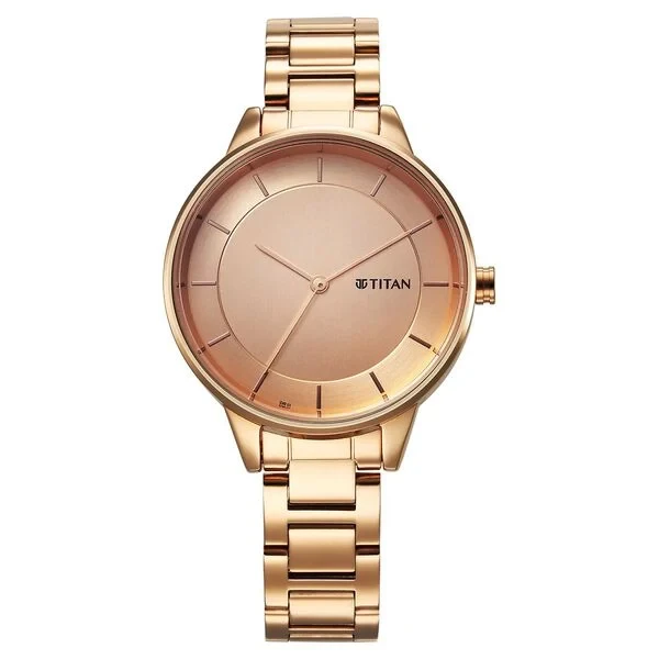 Titan Razzle Dazzle Quartz Analog Rose Gold Dial Stainless Steel Strap Watch For Women 2648wm06 Women's Watch