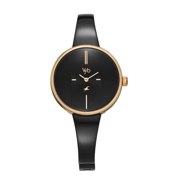 Fastrack Vyb Siren Quartz Analog Black Dial Metal Strap Watch for Girls