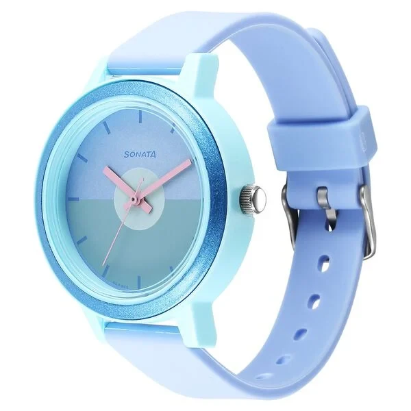 87036pp03w Sonata Splash Blue Dial Women Watch With Plastic Strap