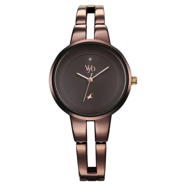 Fastrack Vyb Halo Quartz Analog Brown Dial Metal Strap Watch for Girls