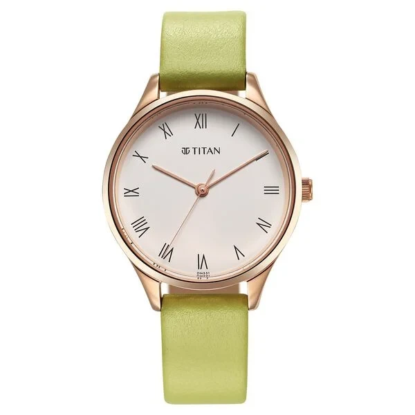 Titan Workwear Green Leather Strap watch for Women ns2649wl03 Women's Watch