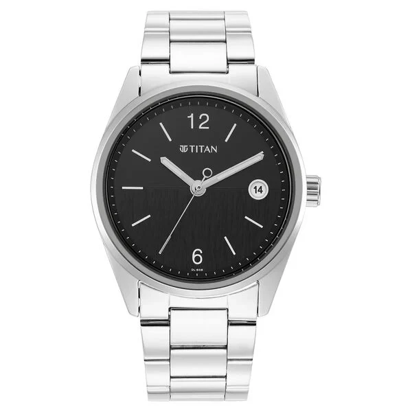 Titan Neo Black Dial Analog with Date Stainless Steel Strap watch for Men nr1729sm08 Men's Watch