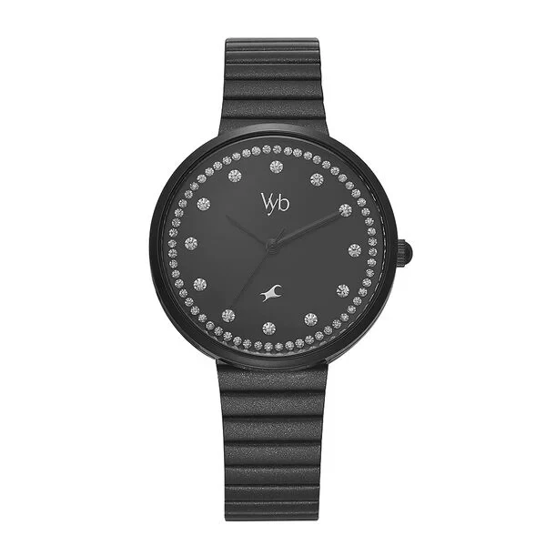 Fastrack Vyb Mirage Quartz Analog Black Dial Stainless Steel Strap Watch for Girls