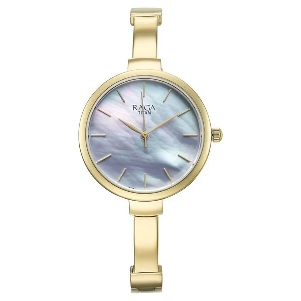 Titan Raga Showstopper Quartz Analog Mother Of Pearl Dial Metal Strap Watch for Women 95273ym01 Women's Watch