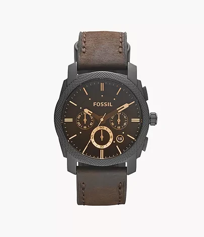 Machine Mid-Size Chronograph Brown Leather Watch