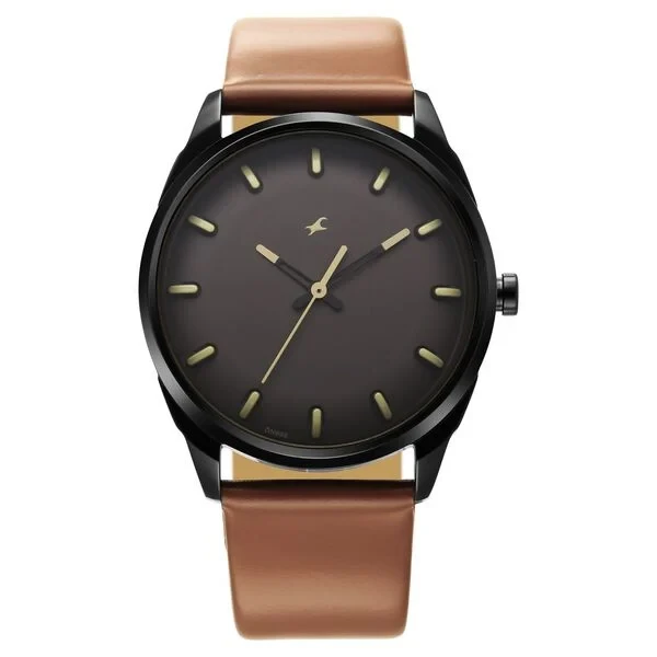 Fastrack After Dark Brown Dial Leather Strap Watch for Guys