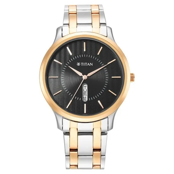 Titan Quartz Analog Black Dial Stainless Steel Strap Watch for Men ns1825km02 Men's Watch