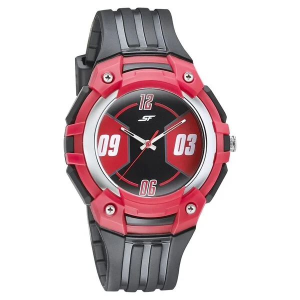 np77113pp01w SF Turbo Quartz Analog Black Dial PU Strap Watch for Men