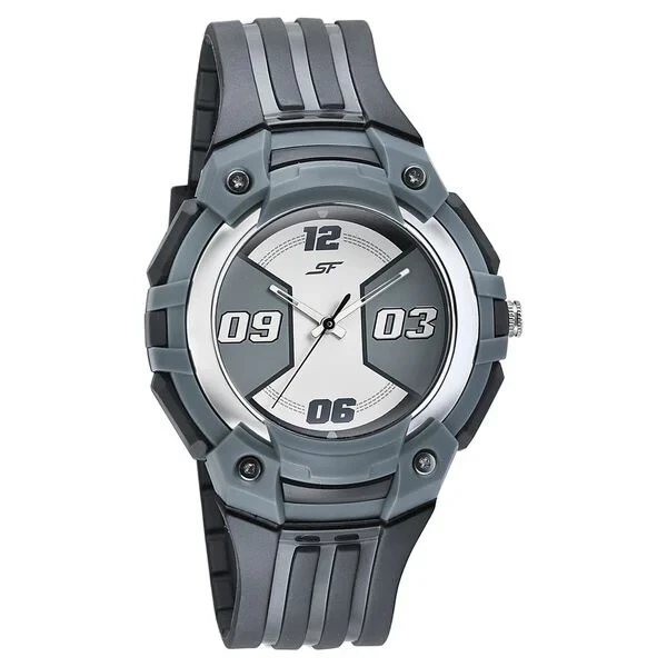 np77113pp03w SF Turbo Quartz Analog Grey Dial PU Strap Watch for Men
