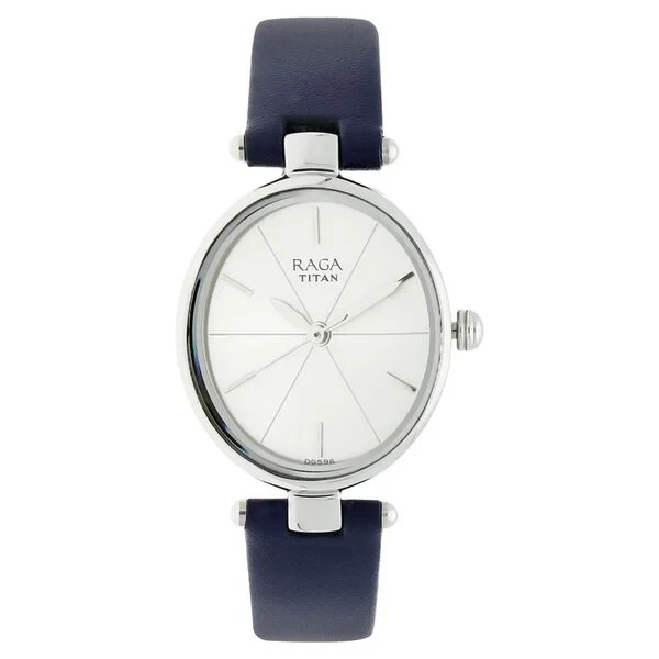 Titan Raga Viva Silver Dial Analog Leather Strap watch for Women ns2579sl01 Women's Watch